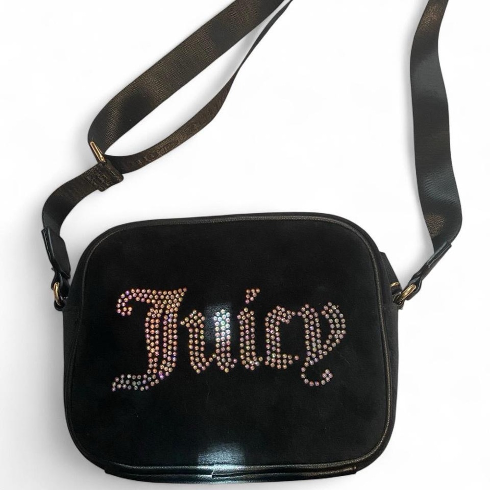 Juicy Couture Black Crossbody Bag with Rhinestone Logo